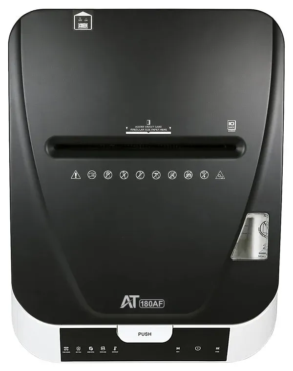 AT skartovač AT-180AF/ řez 2x12 mm/ pracovní síře 220 mm/ kapacita 192 listů/ objem koše 32 l/ stupeň utajení P5/ šedo-b