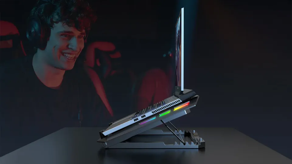 EVOLVEO Ania 16, chladicí podstavec pro notebook 10-17", 5x ventiátor, RGB podsv