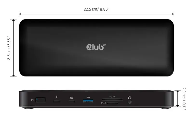 Club3D Dokovací stanice USB-C 16v1, 3xDP, 2xHDMI, 1xUSB-C, 3xUSB, 1xRJ45, 1x3.5mm, černá