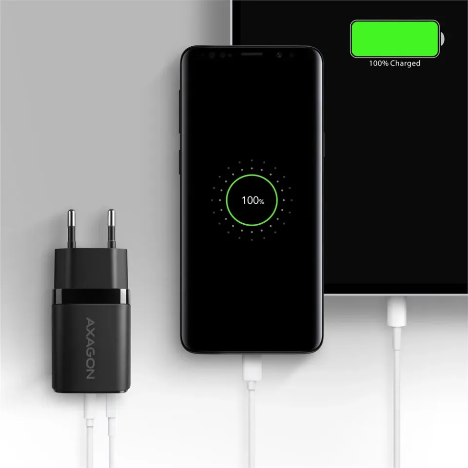 AXAGON ACU-PQ33, GaN nabíječka do sítě 33W, USB-A + USB-C, PD3.0/PPS/QC4+/SFC2.0/Apple, černá