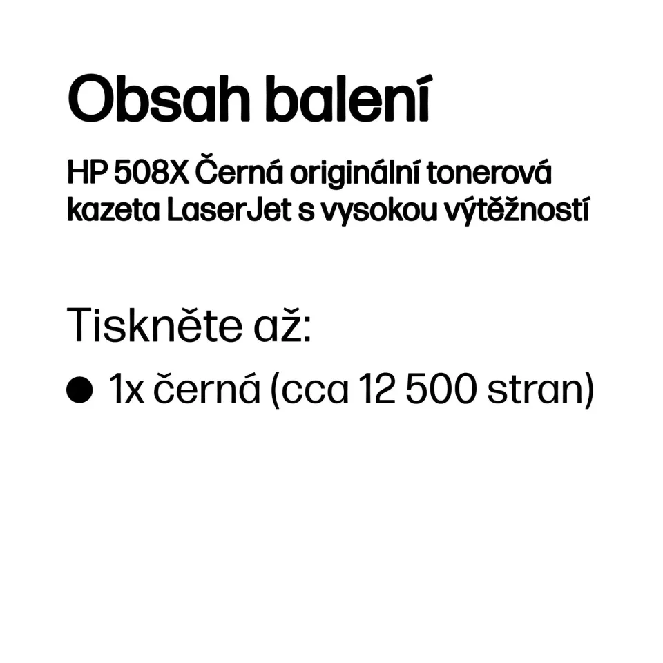 HP CF360X black toner č.508X velký cca 12500 str. (HP CLJ M552, M553, černá, ColorSphere 3 Jetintelligence )