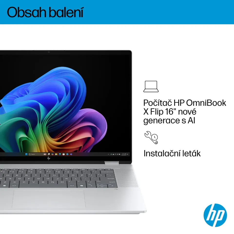 NTB HP OmniBook X Flip NG 16-as0433nc, Ultra 7-256V, Touch/16" 2K OLED, 16GB LPDDR5X, 1TB, Win 11,Stylus, 2Y On-site