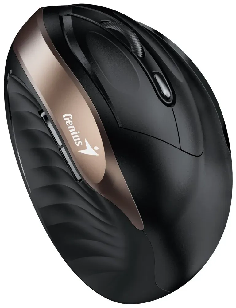 Genius Ergo 8250S, Myš, bezdrátová, vertikální, 1600DPI, 6 tlačítek, tichá, čern