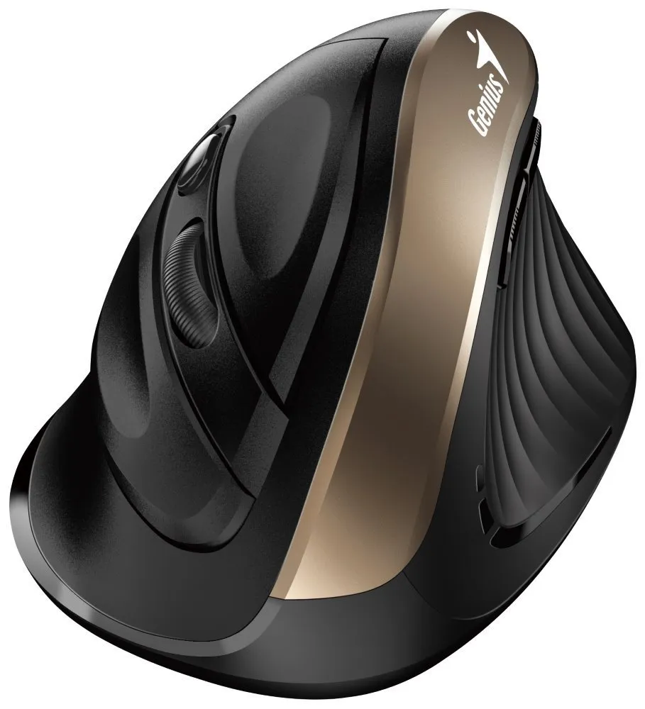Genius Ergo 8250S, Myš, bezdrátová, vertikální, 1600DPI, 6 tlačítek, tichá, čern