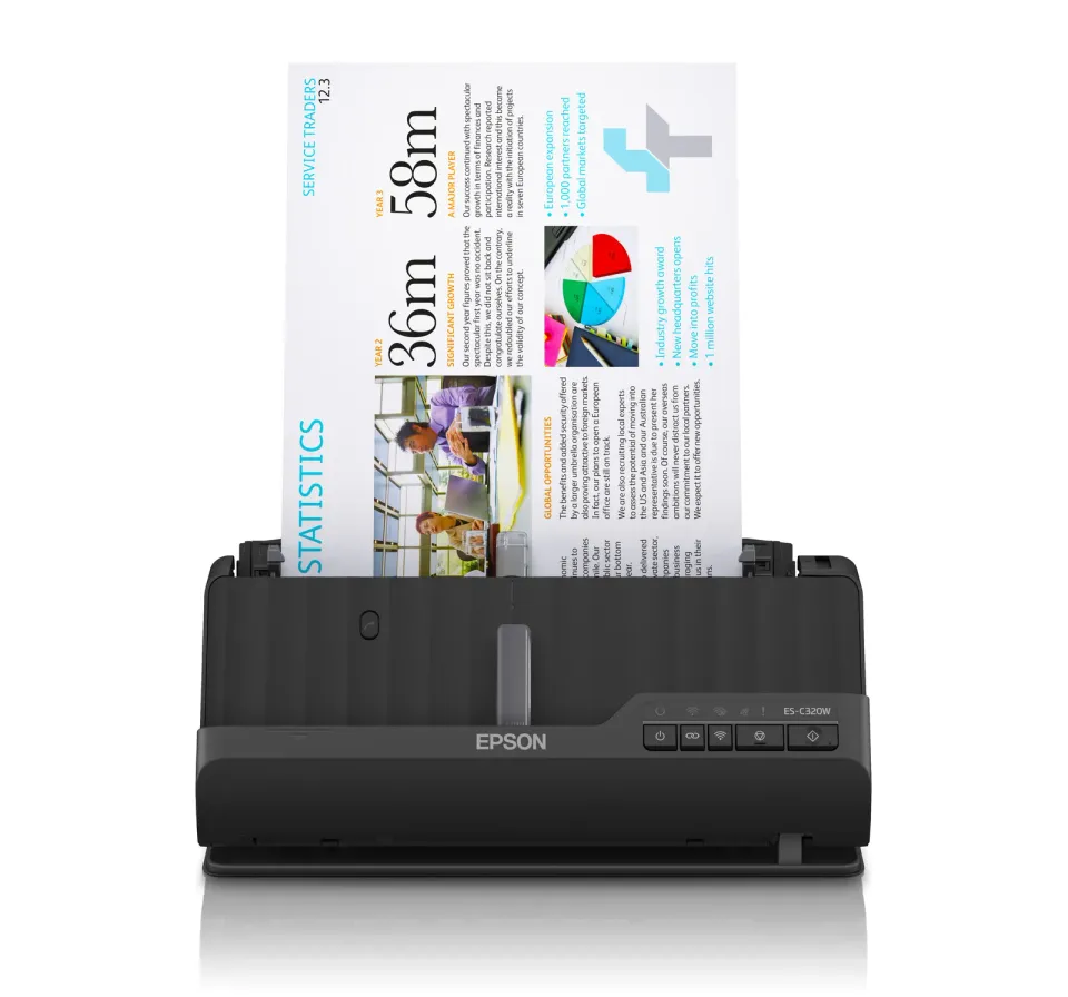 EPSON skener ES-C320W - A4/600x600dpi/USB/Wi-Fi/LAN/DADF