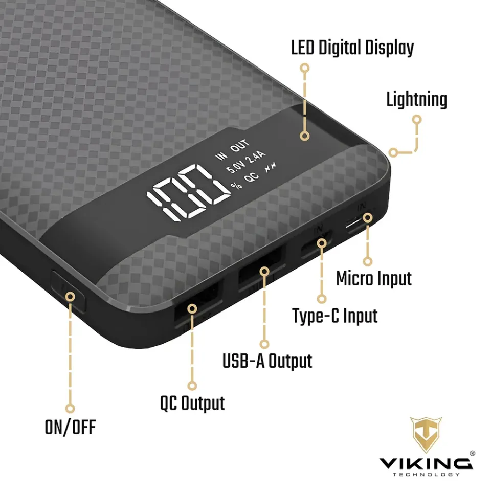 Viking powerbanka PN-961PD, QC3.0, 10000 mAh, černá