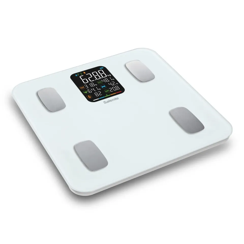 Salente MaxFit, chytrá osobní diagnostická fitness váha, Bluetooth, bílá