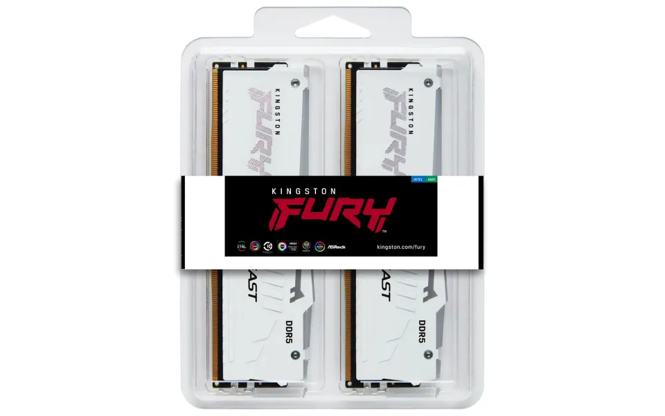 KINGSTON 32GB 5600MT/s DDR5 CL40 DIMM (Kit of 2) FURY Beast White RGB XMPP