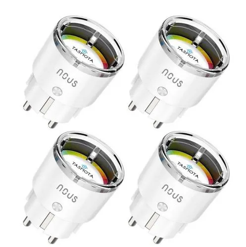 NOUS A1T (4 kusy) smart plug, chytrá zásuvka DE/Schuko (bez kolíku), WiFi 16A, s měřením, kompatibilní s Tasmota