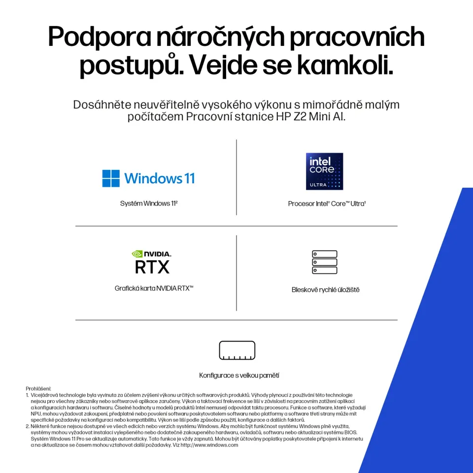 HP PC Z2 Mini G1i Intel Core U7 265 vPro, RTX A400 4GB, 2×16GB DDR5,1TB, no Kb+Mouse,WiFi 7+BT, 280W,Win11Pro,3yo