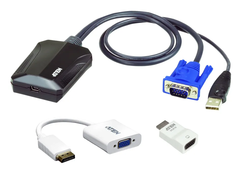 Aten CV211CP-AT Laptop USB KVM Console Crash Cart Adapter IT Kit