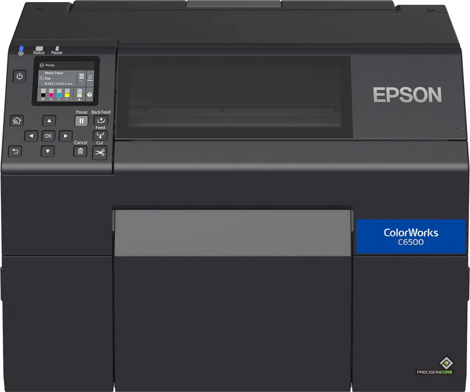 Epson ColorWorks CW-C6500Ae (BK) – barevná tiskárna štítků do 216 mm, lesklá černá, řezačka, Ethernet