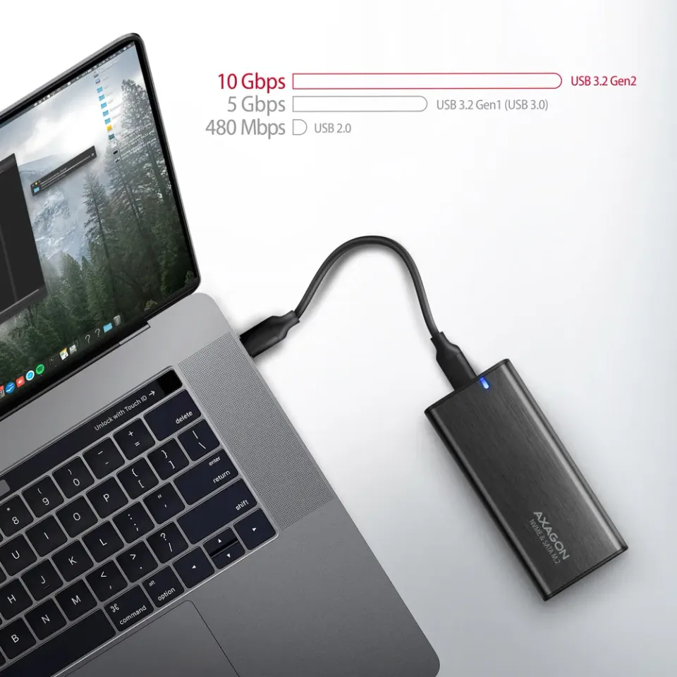 AXAGON EEM2-SB2 SUPERSPEED+ USB-C - M.2 NVME & SATA SSD RAW BOX Externí USB-C 3.