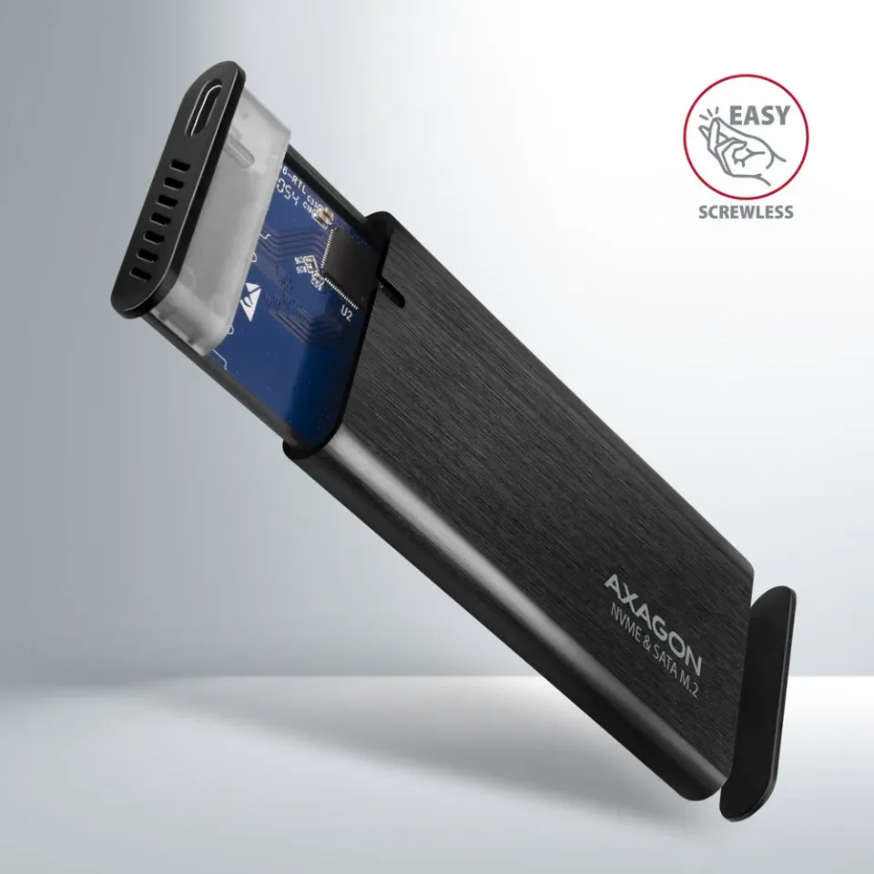 AXAGON EEM2-SB2 SUPERSPEED+ USB-C - M.2 NVME & SATA SSD RAW BOX Externí USB-C 3.