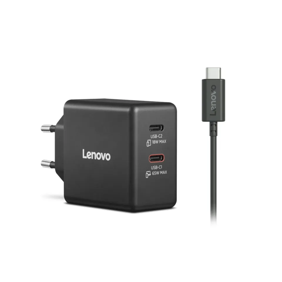 Lenovo Dual USB-C 65W GaN Charger - duální nabíječka 2x USB-C, 45W + 18W, černá