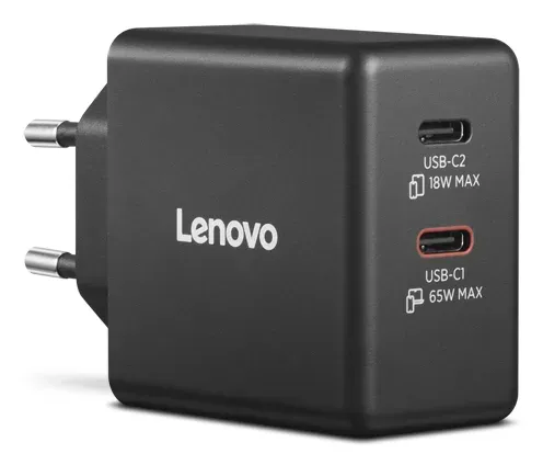 Lenovo Dual USB-C 65W GaN Charger - duální nabíječka 2x USB-C, 45W + 18W, černá