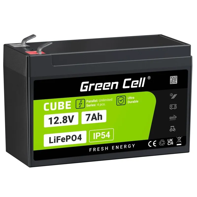 Green Cell CUBE LiFePO4 akumulátor 7Ah 12,8V 89,6Wh lithium-železo-fosfát pro UP