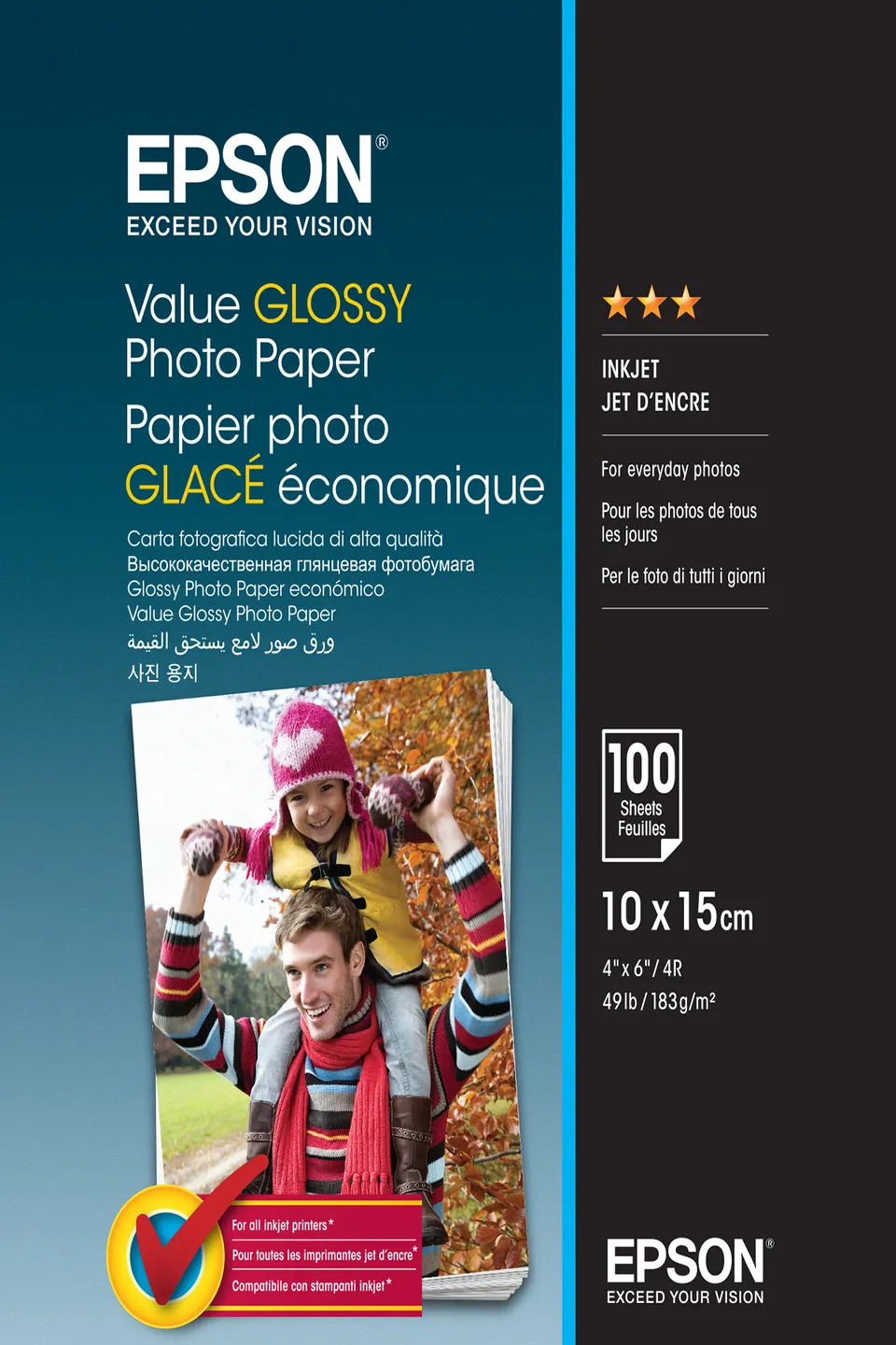 EPSON paper 10x15 - 183g/m2 - 100 sheets - value glossy photo paper