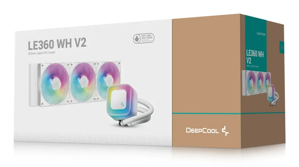 DEEPCOOL Vodní chladič LE360 WH V2, ARGB, 3x120mm, AM5, LGA1851, bílá