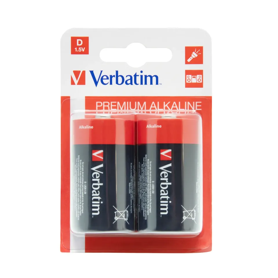 VERBATIM Alkalické baterie D, 2 PACK / LR20