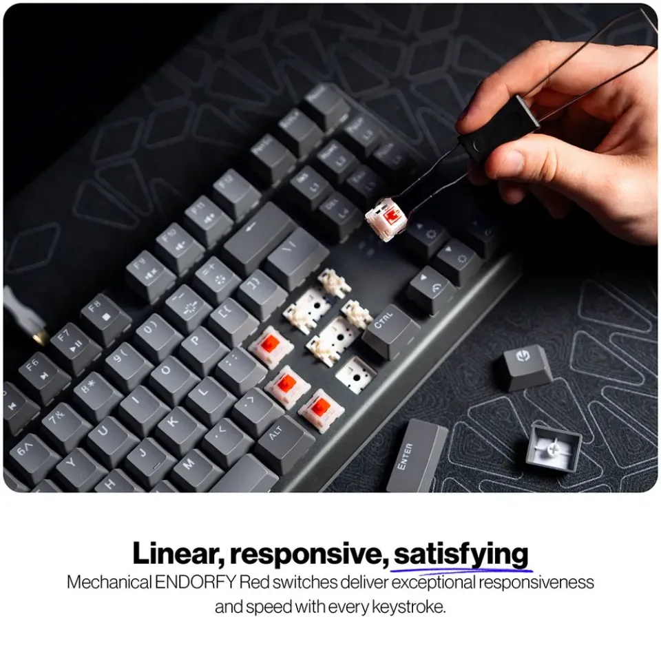 Endorfy Thock V2 TKL Klávesnice, herní, drátová, mechanická, Endorfy Red, US lay