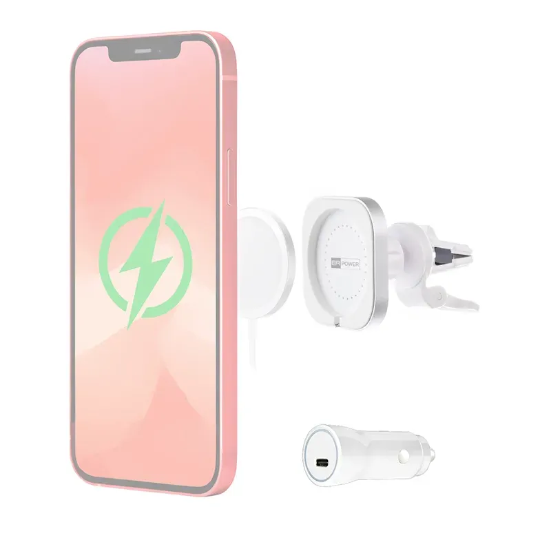 ER POWER CAR VENT MOUNT držák pro MagSafe nabíječku + 20W autonabíječka - bílá