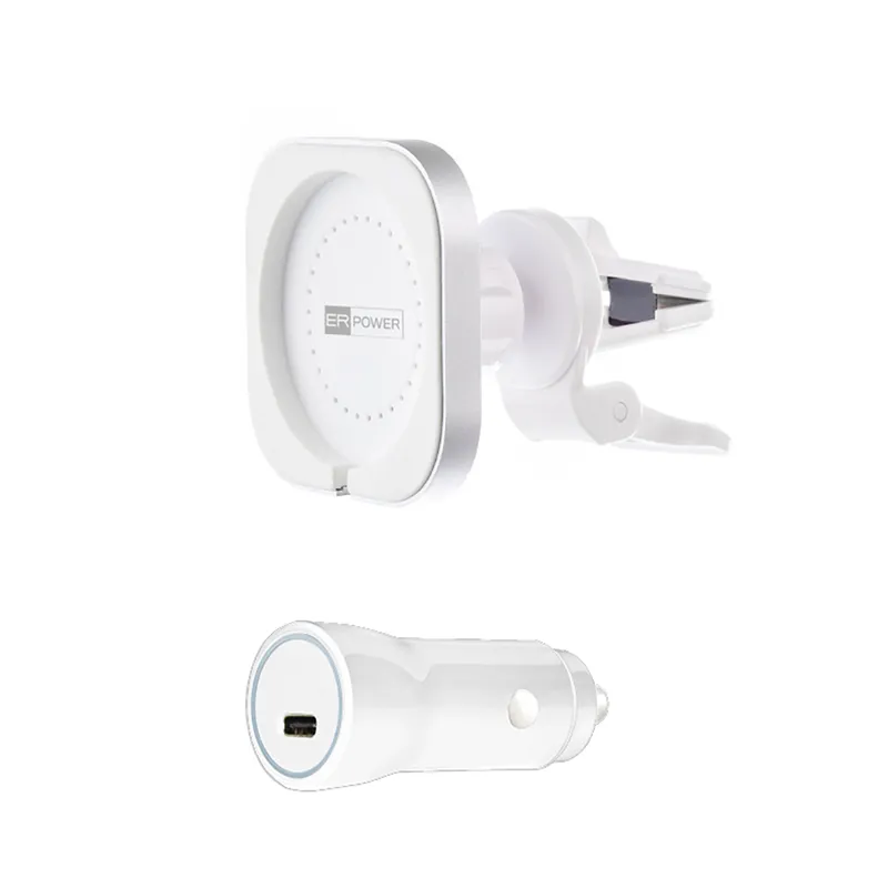 ER POWER CAR VENT MOUNT držák pro MagSafe nabíječku + 20W autonabíječka - bílá