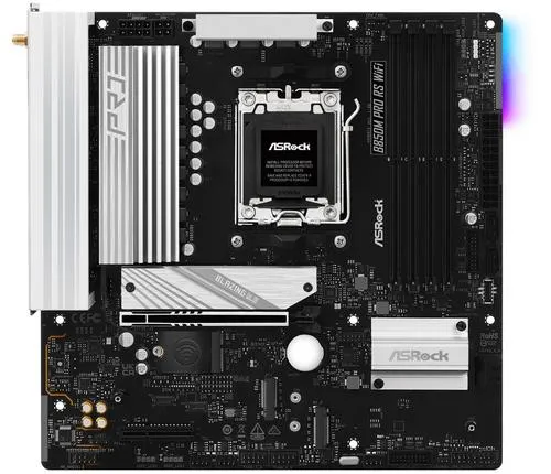ASROCK B850M PRO RS WIFI (AM5, amd B850, 4xDDR5, PCIE 5.0, HDMI, 4xSATA3 +2xM.2, USB3.2 G2, GLAN 2,5G, mATX)