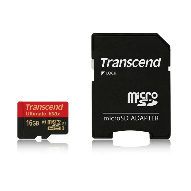 Transcend 16GB microSDHC (Class10) UHS-I 600x (Ultimate) MLC paměťová karta (s a