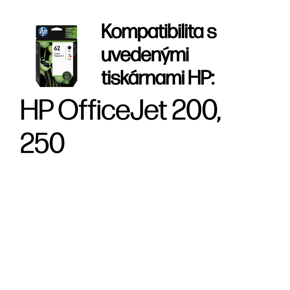 HP N9J71AE = sada originálních náplní náplň č.62 černá+barevná C2P04AE+C2P06AE (pro Envy 5540, 5640, 7640, OfficeJet5740)