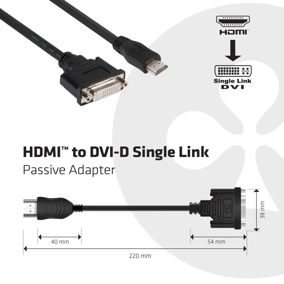 Club3D Adaptér pasivní HDMI na DVI-D Single Link (M/F), 22cm