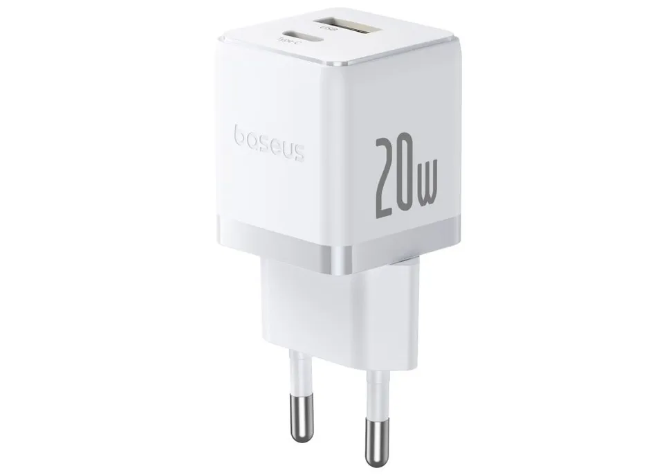 Baseus Rychlonabíječka do sítě Palm 20W 1xUSB-A 1xUSB-C PD QC 3.0 bílá