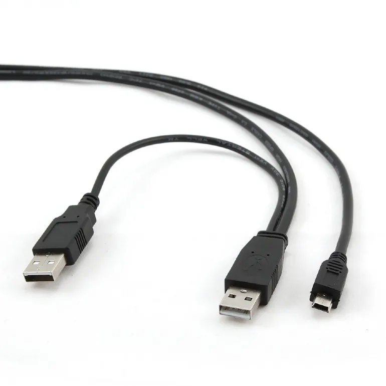 GEMBIRD CABLEXPERT Kabel USB A-MINI 5PM 2.0, 0,9 m DUÁLNÍ pro extra napájení