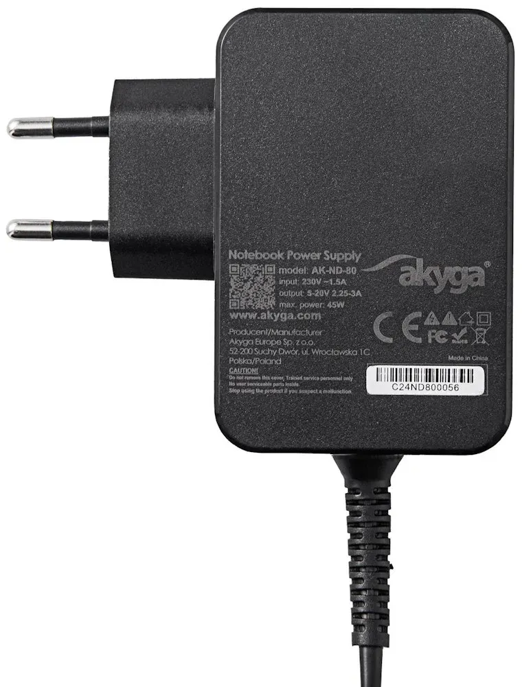 TRX Napájecí zdroj Akyga AK-ND-80 5 - 20V / 2.25 - 3A 45W USB-C Power Delivery 3.0 GaN