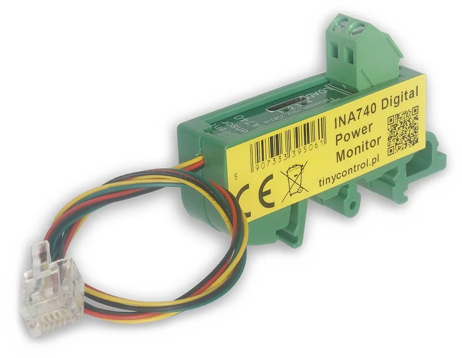 TINYCONTROL INA740 digitální elektroměr na DIN lištu pro LK3 & LK4