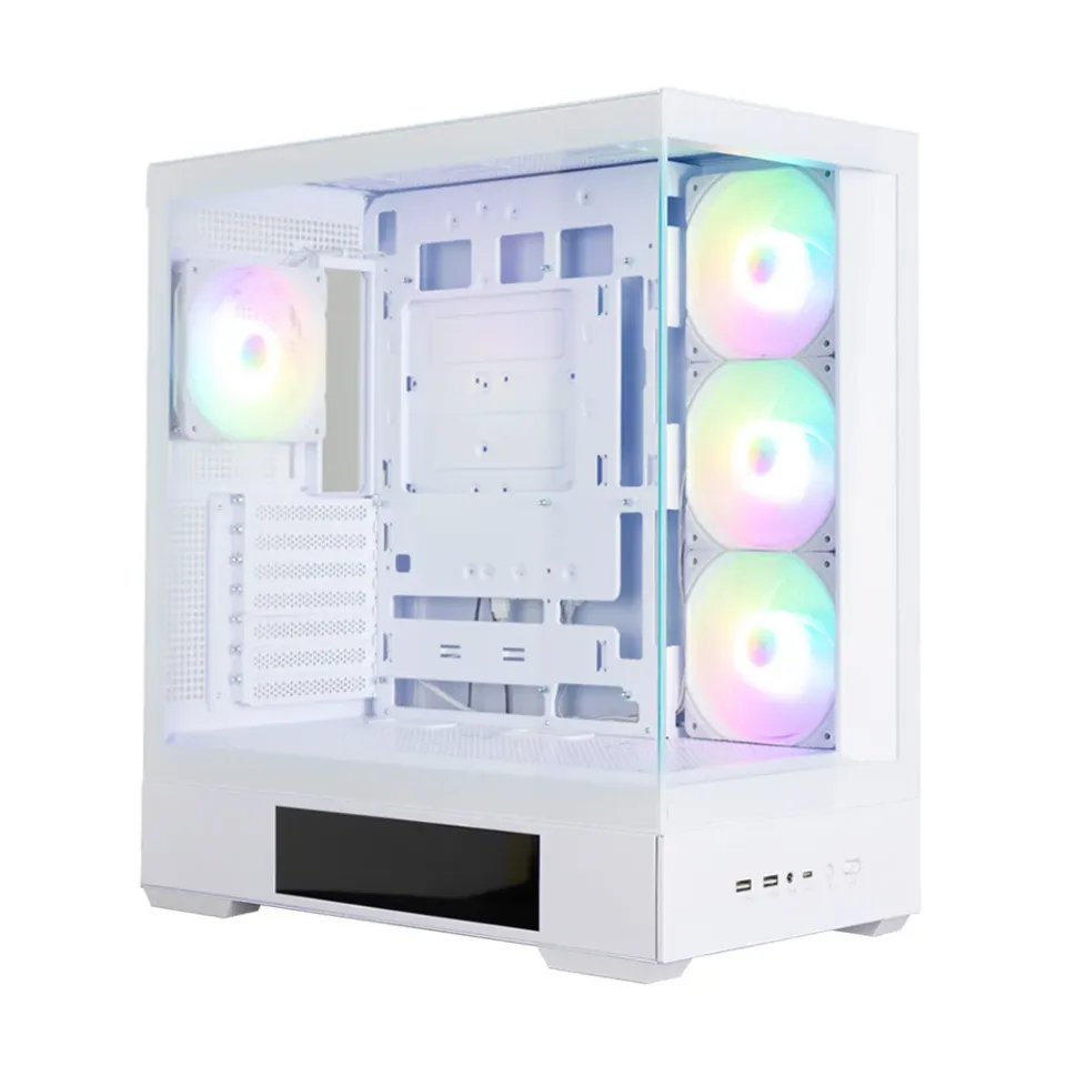 Zalman skříň P40 DS / ATX / 4x120mm ARGB fan / 2xUSB 3.0 / USB-C / displej / panoramatická / bílá
