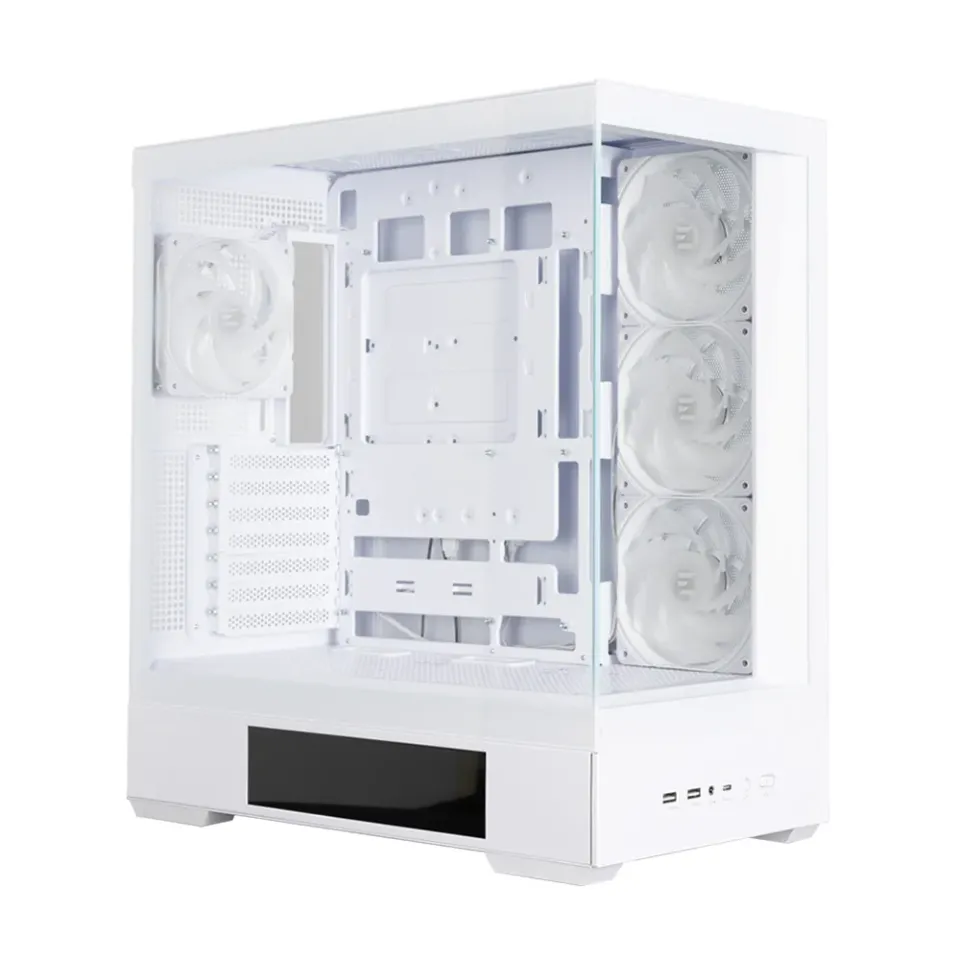 Zalman skříň P40 DS / ATX / 4x120mm ARGB fan / 2xUSB 3.0 / USB-C / displej / panoramatická / bílá