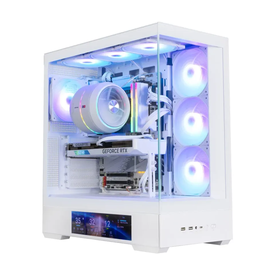 Zalman skříň P40 DS / ATX / 4x120mm ARGB fan / 2xUSB 3.0 / USB-C / displej / panoramatická / bílá