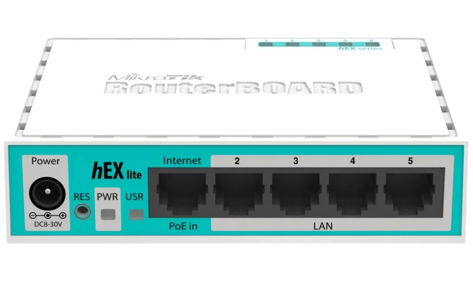 MikroTik RouterBOARD hEX lite, 850MHz CPU, 64MB RAM, 5x LAN, vč. L4 licence