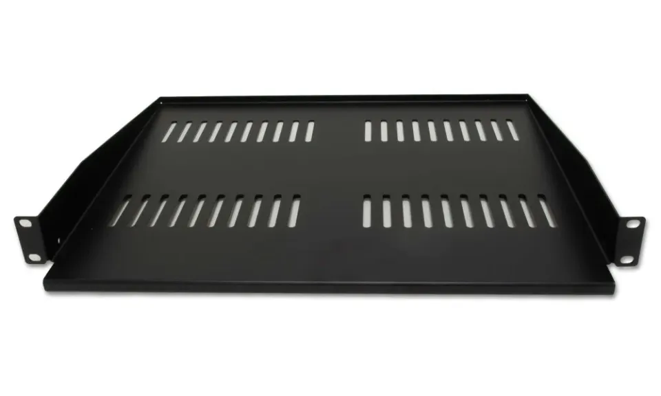 XtendLan 19" předsunutá police s perforací 1U/400mm, nosnost 25kg, černá