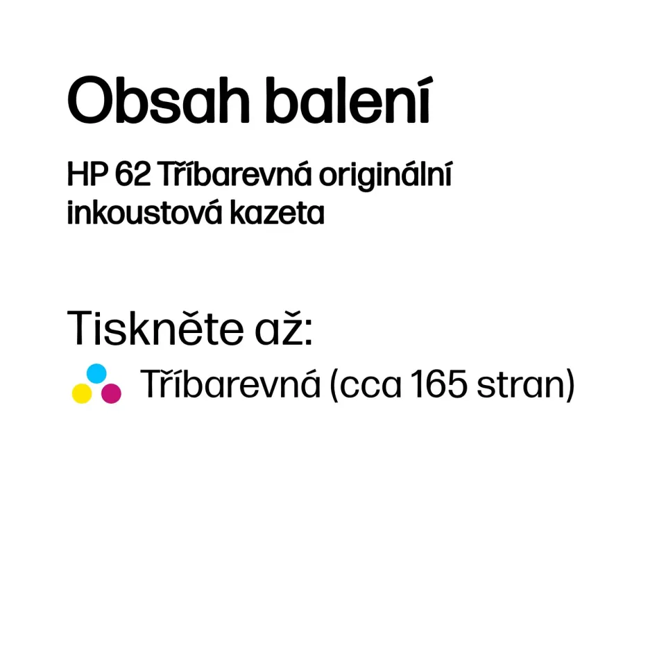 HP C2P06AE originální náplň barevná č.62 color (cca 165stran, pro Envy 5540)