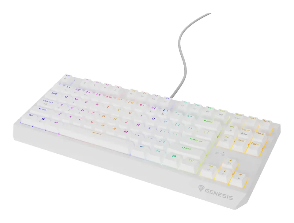 Genesis herní klávesnice THOR 230/TKL/RGB/Outemu Red/Drátová USB/US layout/Bílá