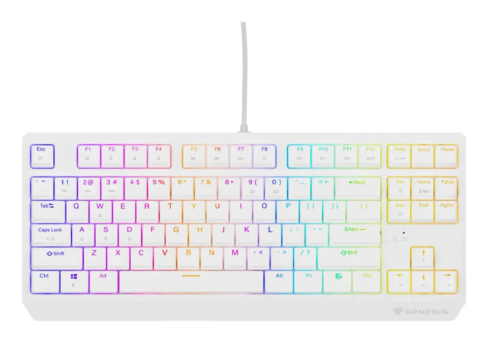 Genesis herní klávesnice THOR 230/TKL/RGB/Outemu Red/Drátová USB/US layout/Bílá