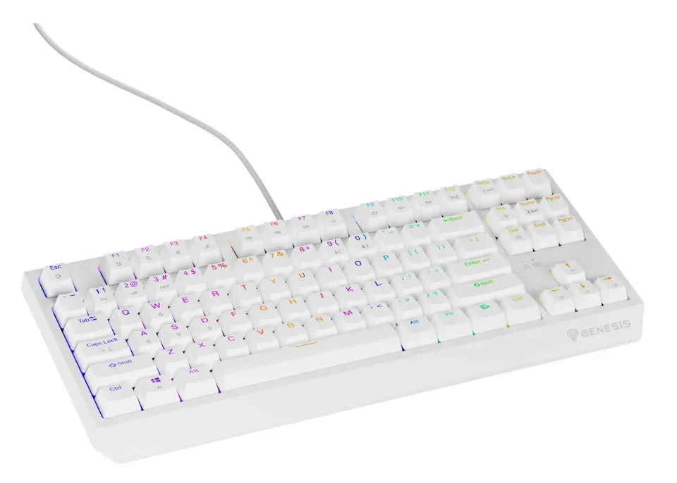 Genesis herní klávesnice THOR 230/TKL/RGB/Outemu Red/Drátová USB/US layout/Bílá
