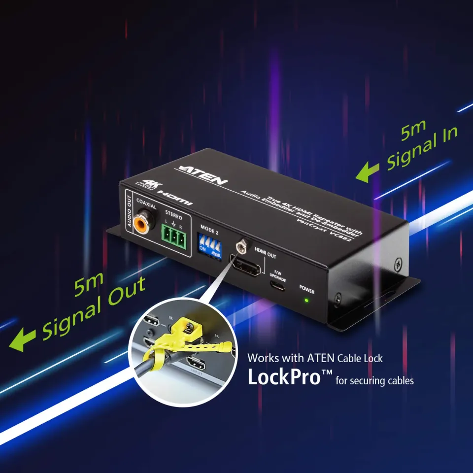 Aten 4K HDMI Repeater with Audio Embedder and De-Embedder