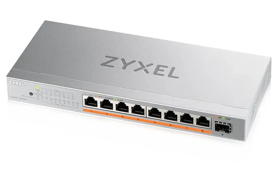 Zyxel XMG-108 8 Ports 2,5G + 1 SFP+, 8 ports 100W total PoE++ Desktop MultiGig unmanaged Switch