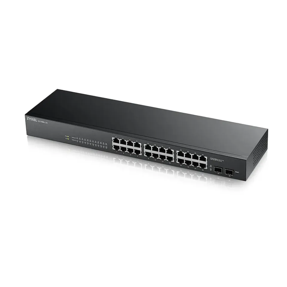Zyxel GS1900-24 v2 26-port Gigabit Web Smart switch, 24x gigabit RJ45, 2x SFP, fanless