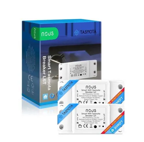 NOUS L6T smart integrovaný spínač (2 ks), WiFi switch 10A, kompatibilní s Tasmota