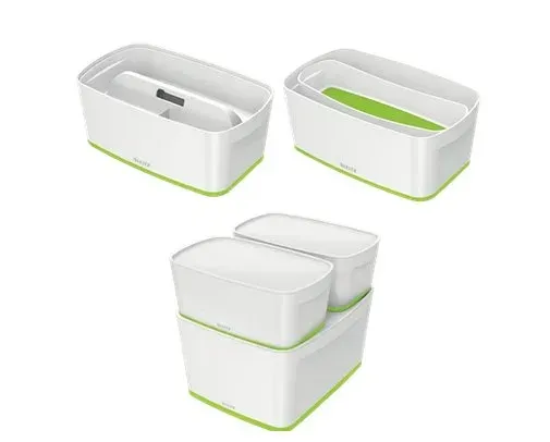 LEITZ Úložný box s víkem MyBox, velikost S, bílá/zelená
