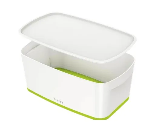 LEITZ Úložný box s víkem MyBox, velikost S, bílá/zelená
